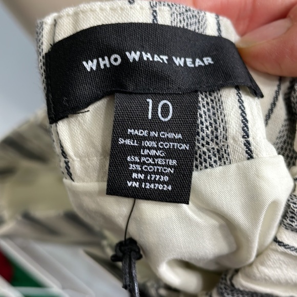 NWT Who What Wear navy cream asymmetrical stripe midi cotton skirt - Picture 9 of 10